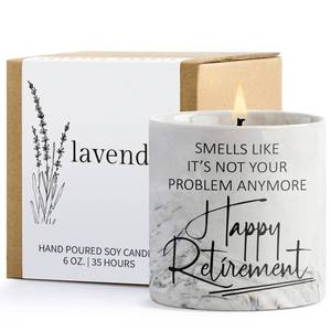 lot 2300 image: FreeJac Retirement Candle Lavender Scented 6 Oz Soy Wax