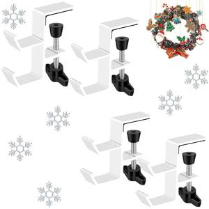 lot 2306 image: Bayyeskey 4 Pack Christmas Stocking Holders for Mantel Fireplace Hooks White