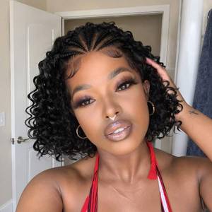 lot 2307 image: Quickwig Curly Braided Lace Front Wig 10 Inch 13x4 HD Lace Synthetic