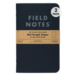 lot 2315 image: Field Notes Pitch Black Notebook 2-Pack, 4.75 x 7.5 in, Dot Graph, 64 Pages