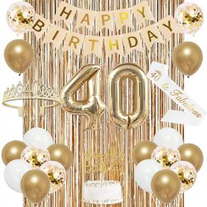 lot 2322 image: Champagne Gold 40th Birthday Decorations Set for Women