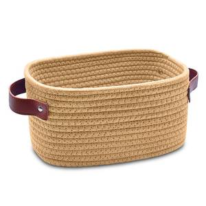 lot 2324 image: ABenkle Mini Rope Woven Storage Basket with Leather Handles, XS