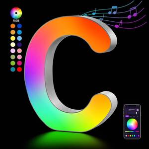 lot 2327 image: OJQ LED Light Up Letters Music Sync Alphabet Marquee Lights