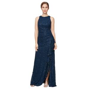 lot 2334 image: Alex Evenings Womens Navy Sequin Mother of the Bride Dress Size 10P  Retail $239