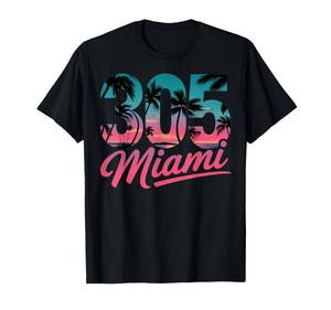 lot 2343 image: We Love Miami FL Miami 305 Area Code Vintage Palm Trees Retro T-Shirt