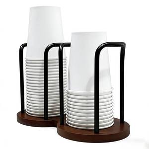 lot 2346 image: Walnut Wood Disposable Cup Dispenser, 2.8 in Max Cup Diameter