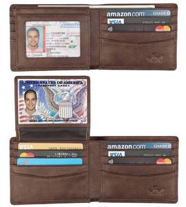 lot 2354 image: HIMI Mens Genuine Leather Bifold Wallet RFID 2 ID Window Coffee Galaxy