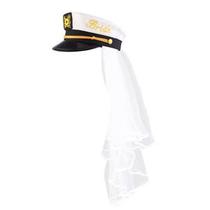 lot 2363 image: Brosash Bachelorette Party Captain Hat with Bride Veil White