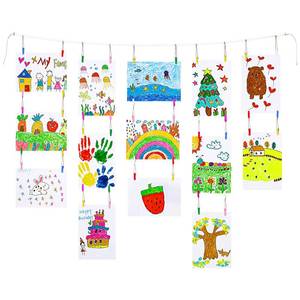 lot 2368 image: KLOGTSIND Kids Art Display Wall Decor Wood Bead Garland 57.5 Inch 34 Clips