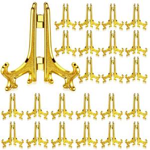 lot 2370 image: Patelai 48 Pcs Mini Easel Stands 3 Inch Plastic Plate Holder Gold