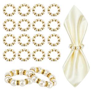 lot 2382 image: FONDORAZOE Gold Pearl Napkin Rings 100 Pcs Rhinestone Beaded