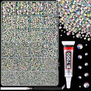 lot 2383 image: TINKRSTUFF Resin Rhinestones 25000 Pcs AB 2-6mm Mixed Sizes Non-Hotfix Flatback