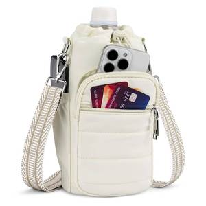lot 2414 image: Lexiyat Water Bottle Bag 40 oz Crossbody Insulated Holder Beige