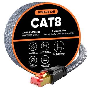 lot 2415 image: Snowkids Cat 8 Ethernet Cable 15 Ft 40Gbps Shielded Flat RJ45