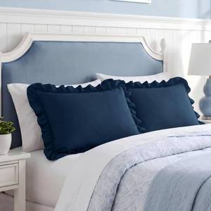 lot 2418 image: Bedsure Ruffle Pillow Cases Standard Size Set of 2 Navy