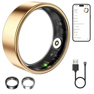lot 2423 image: WNRTSA Smart Ring Fitness Tracker Heart Rate Blood Oxygen Rose Gold Size 12