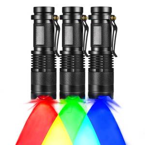 lot 2424 image: RaySoar 3 Pack RGB LED Flashlight Set Red Green Blue Single Mode