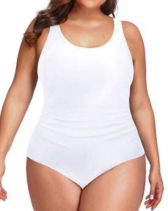 lot 2432 image: Daci Plus Size White One Piece Athletic Swimsuit Tummy Control 24 Plus
