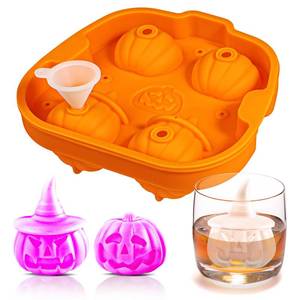lot 2447 image: Kamehame Halloween Pumpkin Ice Cube Mold Silicone 4-Cavity