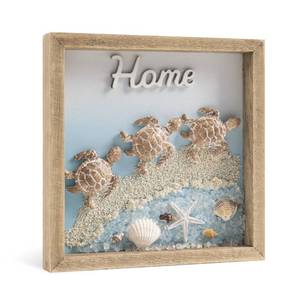 lot 2457 image: Pechpell 3D Sea Turtle Wall Art 6 x 6 Inch Framed Beach Sign