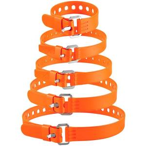 lot 2465 image: Sliner Adjustable Rubber Utility Strap 5 Pack Orange