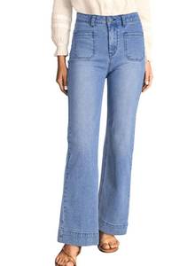 lot 2483 image: Astylish Womens High Waisted Wide Leg Jeans Size 10 Beau Blue