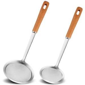 lot 2488 image: Ninsula 2 Pc Fine Mesh Stainless Steel Skimmer Spoon Set