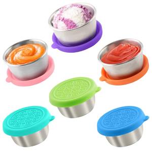 lot 2490 image: Qukaka Stainless Steel Dressing Cups with Lids 1.6 oz 6 Pack