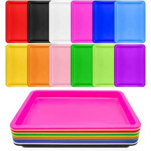 lot 5763 image: 12 Pack Stackable Plastic Art Trays 13.4 x 9.8 Inch