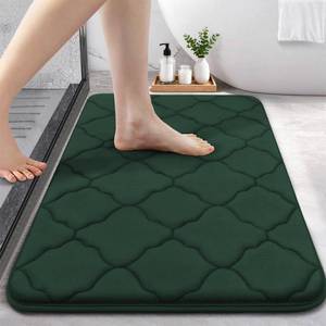 lot 5778 image: OLANLY Memory Foam Bath Mat Rug 24x16 Dark Green