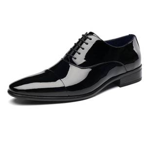 lot 5788 image: DECARSDZ Mens Faux Patent Leather Lace-Up Oxford Dress Shoes Black