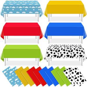 lot 5790 image: MASHAN Cartoon Story Mix Color Plastic Tablecloth 54 x 108 Inch 12 Pack