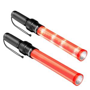lot 5792 image: E-riding Traffic Wand 2 Pack Red 16 Inch LED Flashlight with Top Light