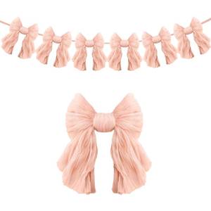 lot 5797 image: EONSUI Peach Bow Garland Banner Decoration, 6 Bows Per String