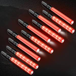 lot 5803 image: E-riding 10 Pack 21 Inch Red LED Traffic Wand with White Top Light