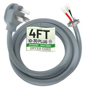lot 5819 image: POWGRN Dryer Cord 4FT 3 Prong 103 Gauge NEMA 10-30 Pure Copper
