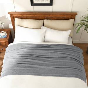 lot 5820 image: JOOJA Light Gray Knit Throw Blanket 60 x 80 Inches