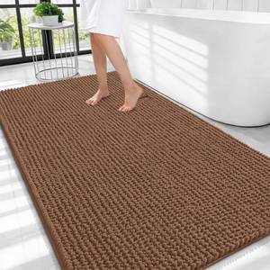 lot 5821 image: OLANLY Chenille Bath Rug 44x32 Mocha