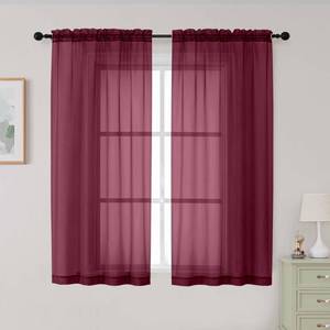 lot 5971 image: WelvetBLK Burgundy Sheer Curtains 42 x 54 Inch 2 Panel Set