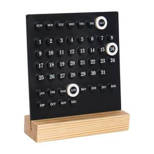 lot 6204 image: GDYOOSHOW Perpetual Desk Calendar Wood Stand with Acrylic Board Black