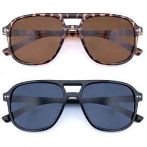 lot 6232 image: FEIVSN Aviator Reading Sunglasses 2.0 Full Lens 2 Pack BlackLeopard