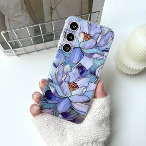 lot 6245 image: Clear Phone Case Purple Lotus Flower Pattern For Samsung Galaxy S26