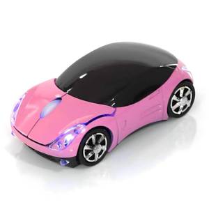 lot 6255 image: ASHATA Car Shaped Wireless Optical Mouse 1600 DPI 2.4G USB Receiver Pink