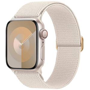 lot 6260 image: Maledan Stretchy Nylon Solo Loop Band for Apple Watch, Starlight