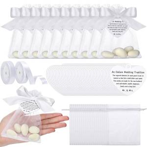 lot 6261 image: Fullhawl Italian Wedding Favor Kit 100 Sets Almond Tags Organza Bags Ribbon