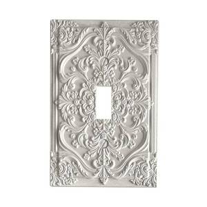 lot 6263 image: CZRPKEN Decorative Light Switch Plate Cover Gray 3D Floral 1-Gang Single Toggle