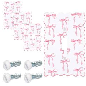 lot 6266 image: Relaxweex Pink Bow Light Switch Cover 4 Pcs Square Hole