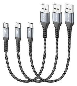 lot 6269 image: SUNGUY USB A to USB C Cable 1FT 3-Pack 3A Fast Charging Braided