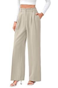 lot 6279 image: FUNYYZO Womens Wide Leg Dress Pants High Waist 95% Polyester 5% Elastane