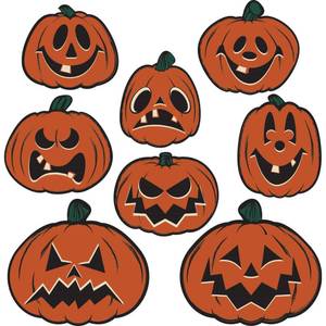 lot 6283 image: Beistle Vintage Pumpkin Halloween Cutouts 8 Pcs 6.5-7.5 In